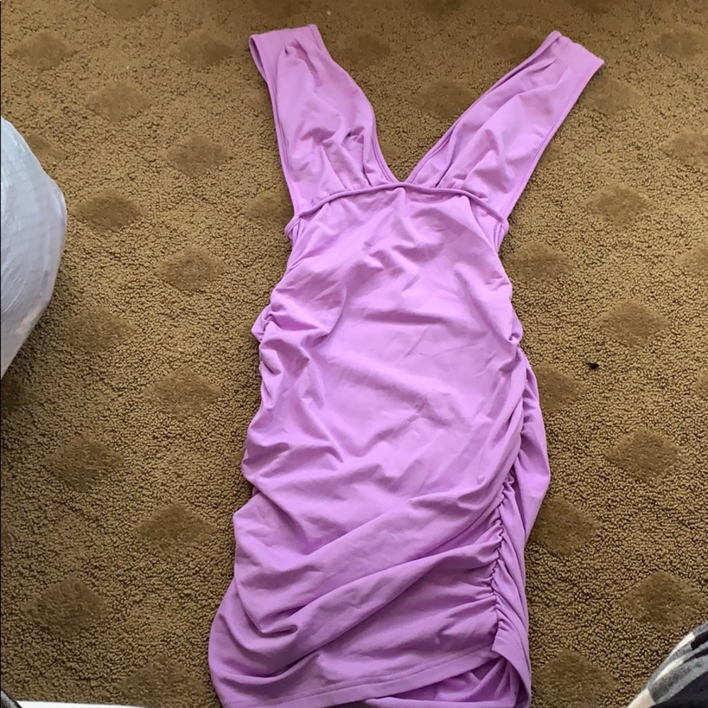Purple Ruched Mini Dress
